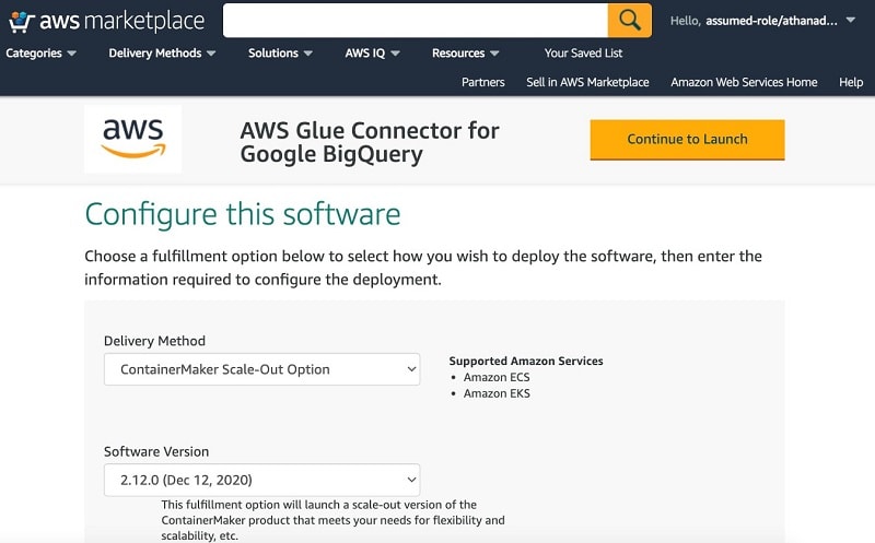 BigQuery to Redshift | Subscribing to the BigQuery Glue Connector